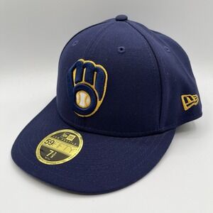 Milwaukee‎ Brewers Hat Cap Fitted Mens 7 3/8 Blue Baseball New Era 59FIFTY NEW